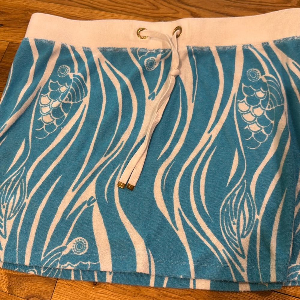 Lilly Pulitzer Resort White Joe Fish Riptide Terry Cloth Skirt